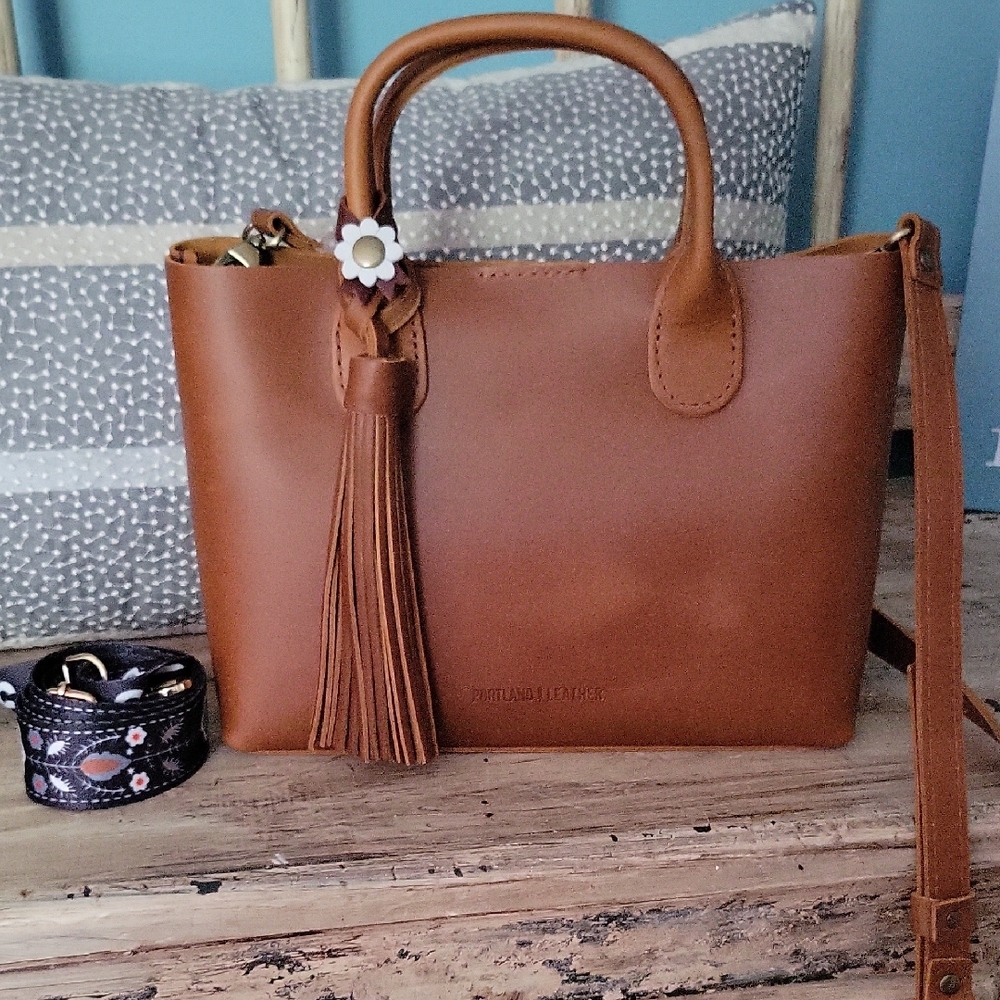 Portland Leather Goods Large Honey Raindrop Bag With Extras